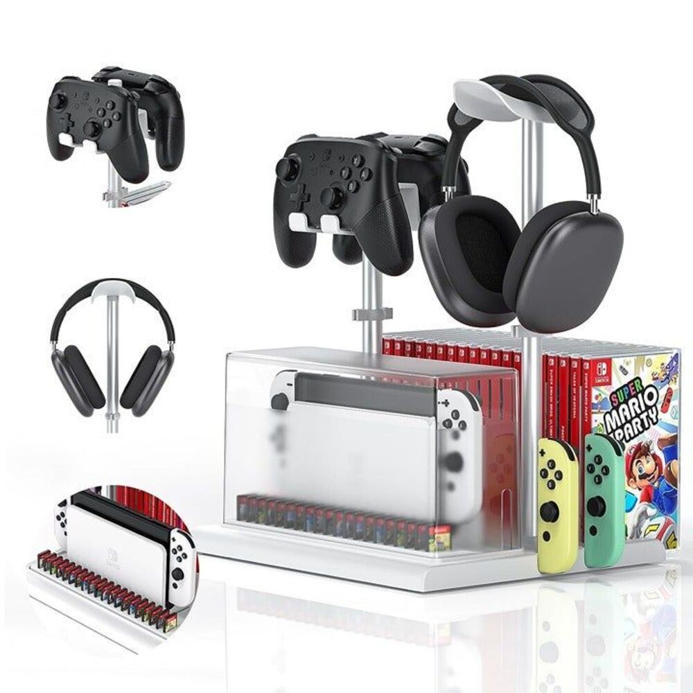 Switch Storage with Controller and Headphone Holder for Nintendo Switc